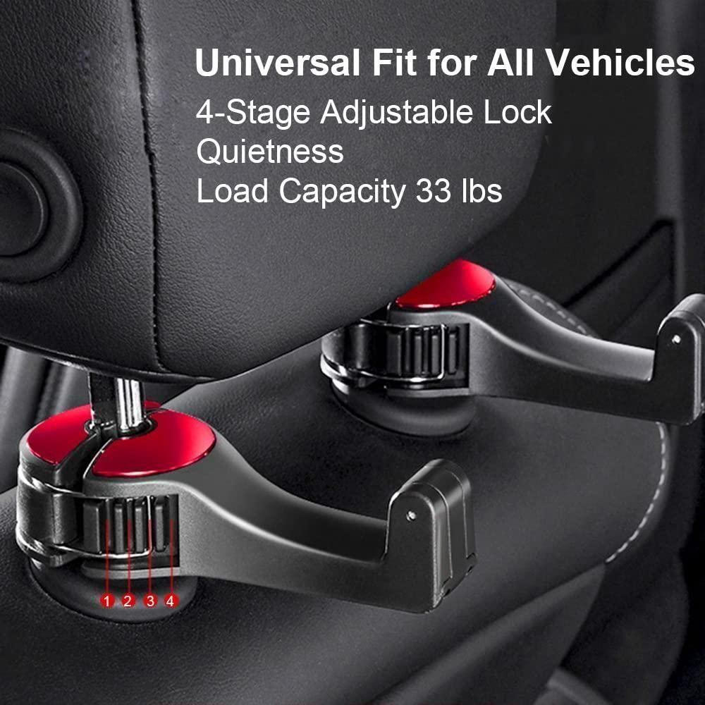 Luxury Multi-Function Car Seat Hooks with Integrated Phone Holder (Pack of 2)